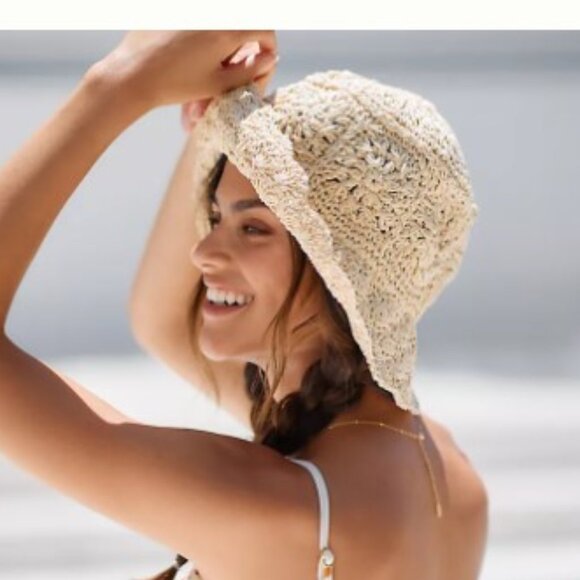 Anthropologie crochet bucket beach hat - Picture 2 of 6